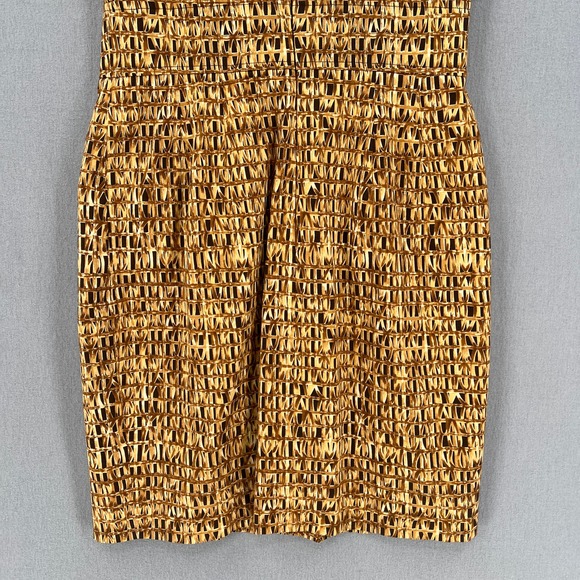 CHETTA B Vintage Dress Womens 4 Tan Brown Cotton Square Neck Sleeveless Sheath - Picture 12 of 16